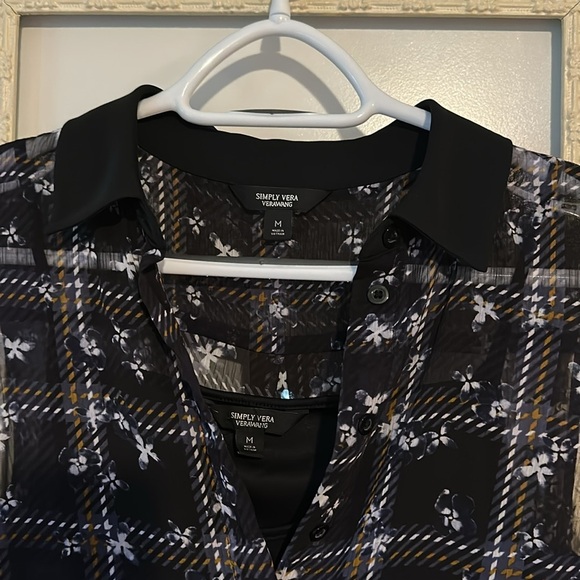 SIMPLY VERA VERA WANG | Black & Navy Multimedia Floral Print Dress with Slip - Picture 9 of 17